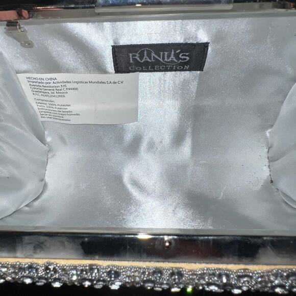 Ranias Collection silver glitter clear rhinestone gold contrast evening clutch - Picture 6 of 9